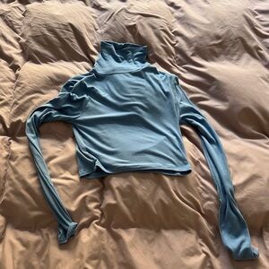 Sunday Best Sky Blue Turtleneck Crop Top